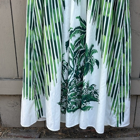 Beulah Style Florida Green Palm Fit and Flare Dress Tropical Hawaiian Vacation L - Picture 3 of 7